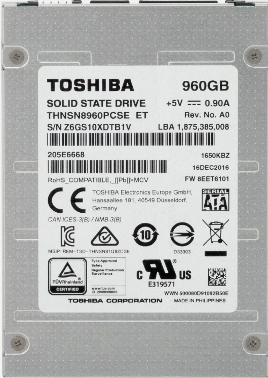 Toshiba SSD THNSF8960PCSE NP 960 GB